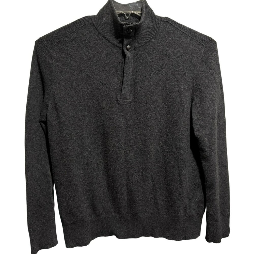 Banana Republic Mens Italian Merino Wool Half Zip Snap Front Neck LS Sweater XL